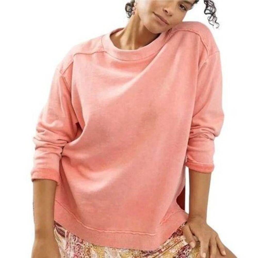 Anthro Pilcro the Letterpress Coral Pullover Crewneck Sweatshirt Small